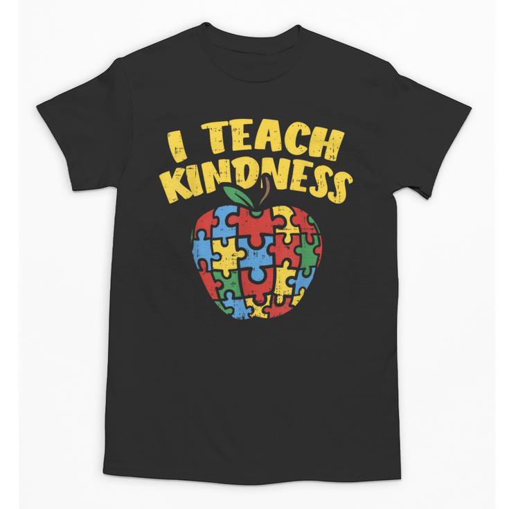Autism Teacher Shirt I Teach Kindness Apple Puzzle Awareness Unisex T-Shirt