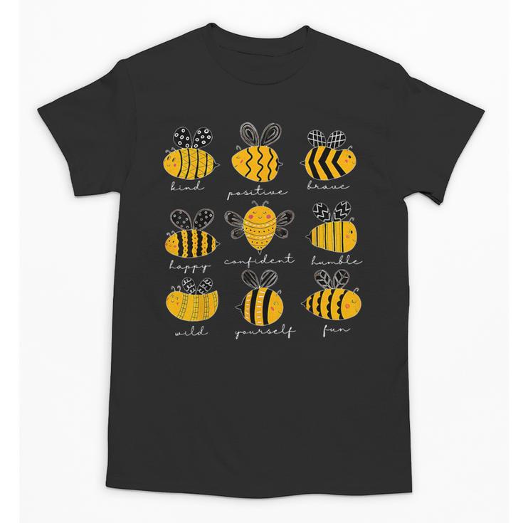 Bee Kind Positive Brave Happy Confident Humble Teacher Unisex T-Shirt