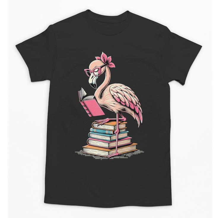 Book Lover Cute Flamingo Reading Teacher Librarian Women Unisex T-Shirt