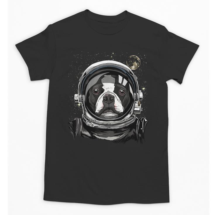 Boston Terrier Astronaut Shirt Spaceman Dog Space Lover Unisex T-Shirt