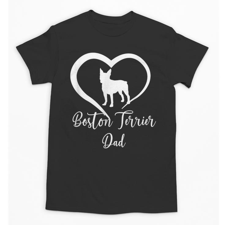 Boston Terrier Dad Cute Boston Terrier Silhouette Heart Unisex T-Shirt