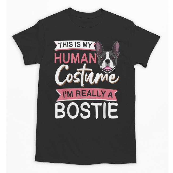 Boston Terrier Dog Bostie Halloween Costume Dog For Kids Unisex T-Shirt