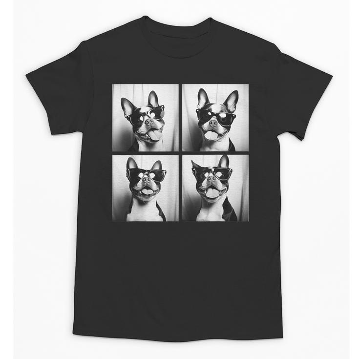 Boston Terrier Dogs With Sunglasses Photo Pets Meme Unisex T-Shirt