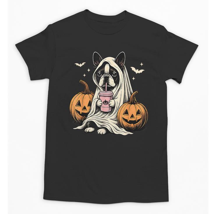 Boston Terrier Ghost Boo Halloween Costume Spooky Season Unisex T-Shirt