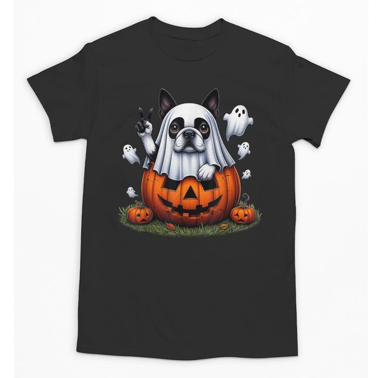 Boston Terrier Ghost Boo Halloween Kids Unisex T-Shirt