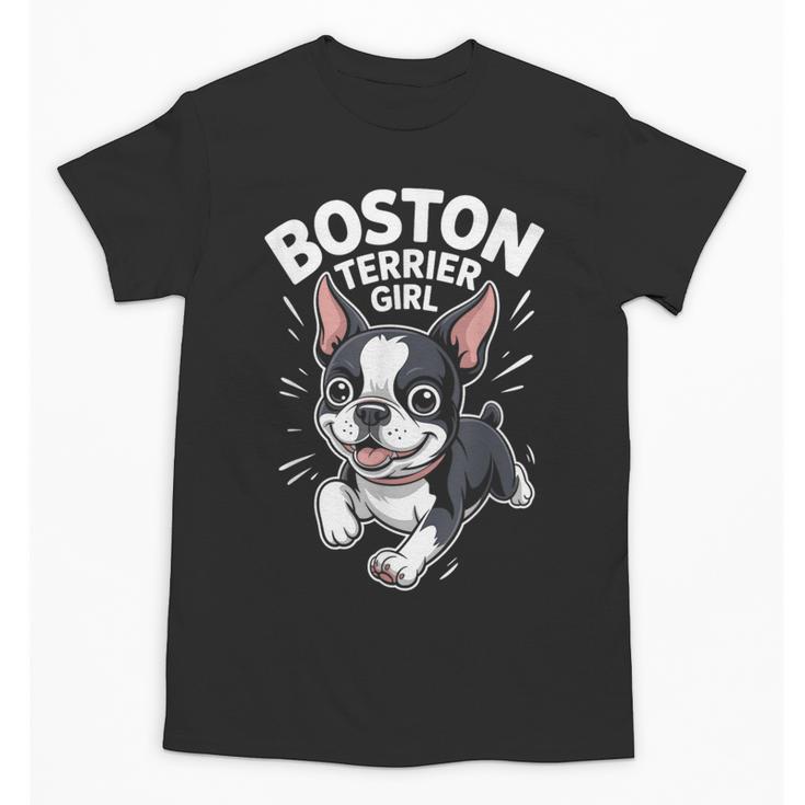 Boston Terrier Girl Cute Cartoon For Dog Owners Pet Terrier Unisex T-Shirt