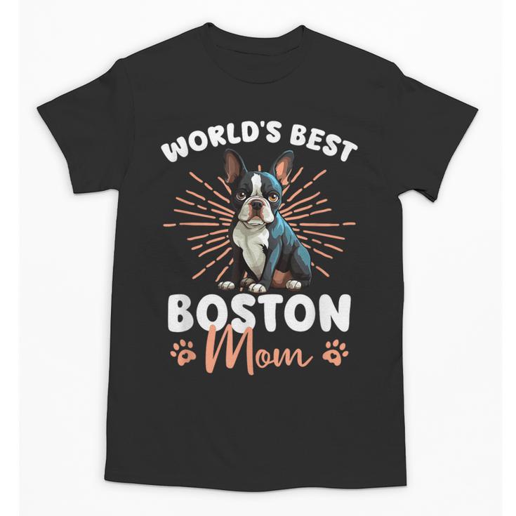 Boston Terrier Groovy World's Best Boston Mom Unisex T-Shirt