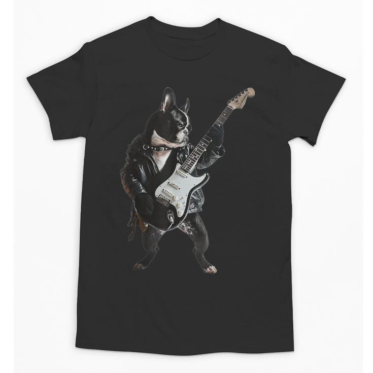 Boston Terrier Guitar Unisex T-Shirt
