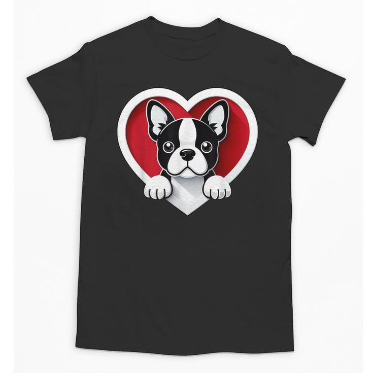 Boston Terrier Heart Cute Puppy Lover Or Dog Owner Unisex T-Shirt