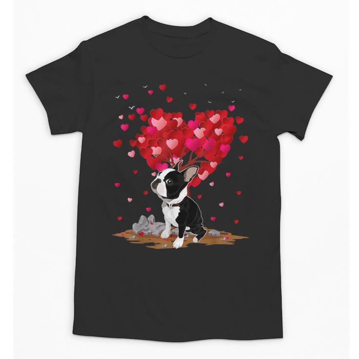 Boston Terrier Lover Heart Shape Boston Terrier Valentine Unisex T-Shirt