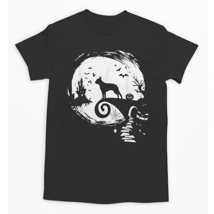 Boston Terrier And Moon Halloween Costume Dog Lover Unisex T-Shirt