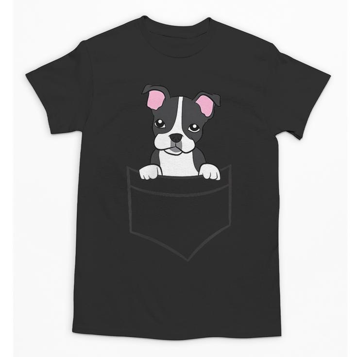 Boston Terrier In The Pocket Cute Pocket Boston Terrier Unisex T-Shirt