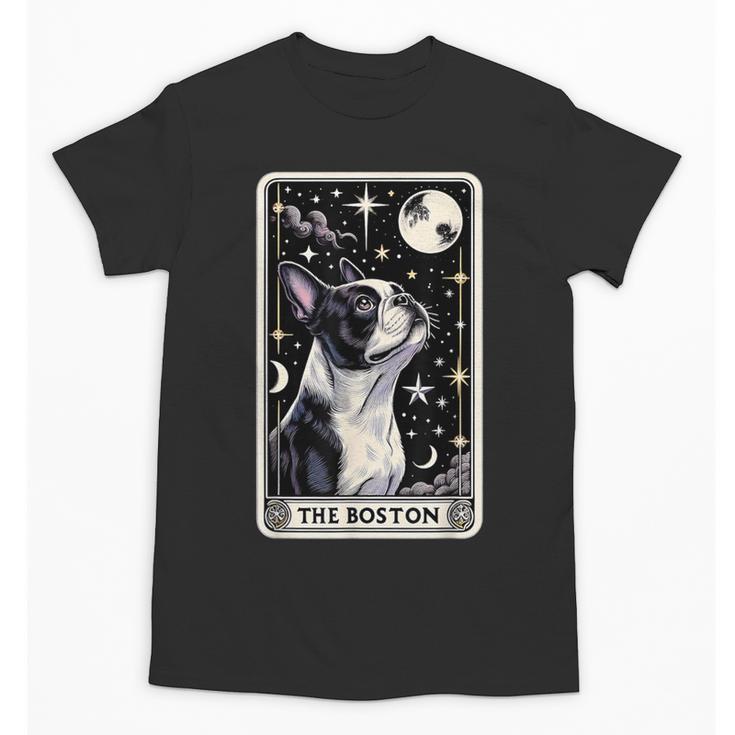 Boston Terrier Tarot Card Star With The Moon Men Women Kids Unisex T-Shirt