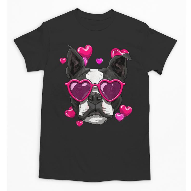 Boston Terrier Valentines Day Shirt Heart Dog Lover Unisex T-Shirt