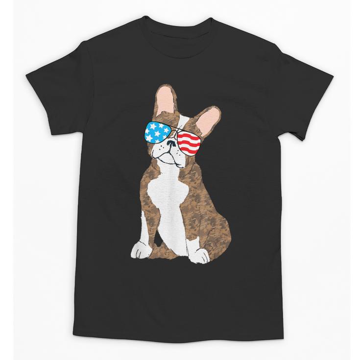 Brindle Boston Terrier Dog Patriotic Shirt USA Flag Unisex T-Shirt