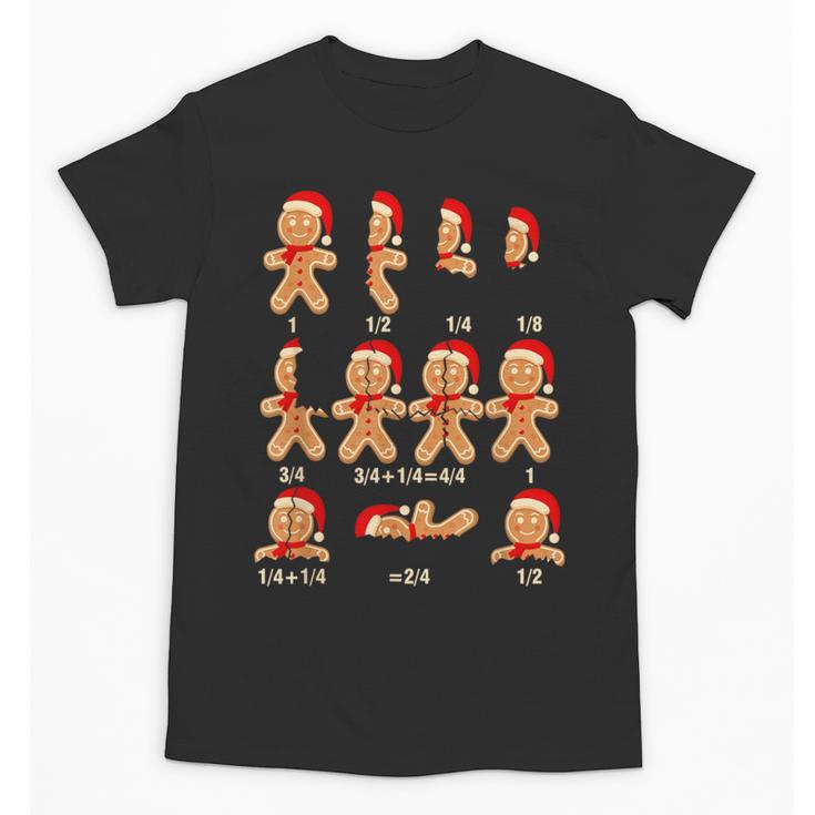 Christmas Math Teacher Equation Gingerbread With Santa Hat Men Women Unisex T-Shirt