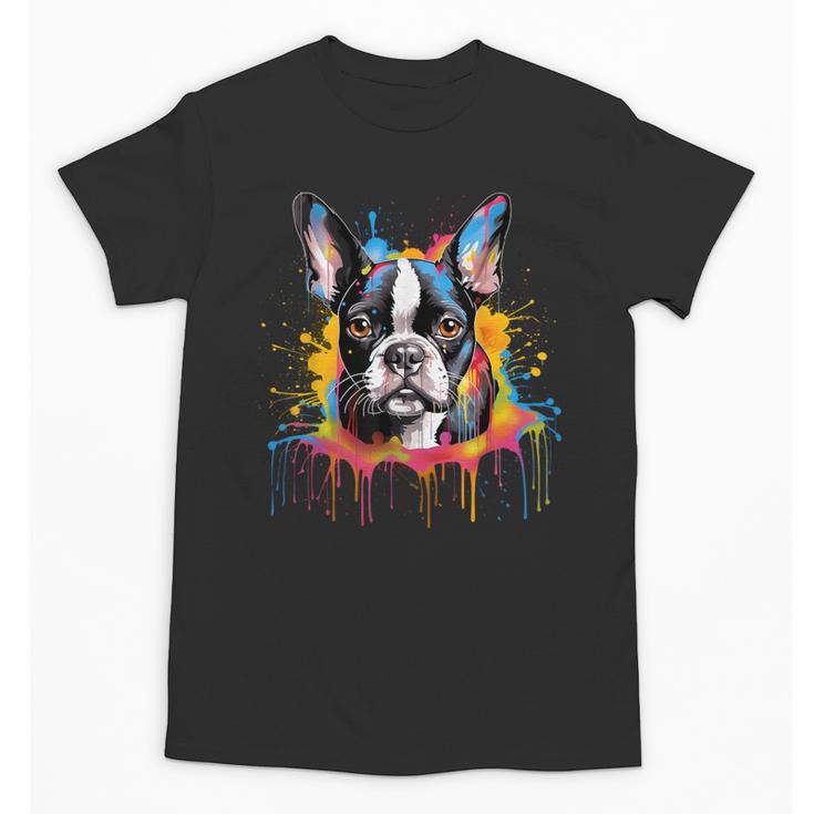 Colorful Boston Terrier Dog For Men Women Kids Unisex T-Shirt