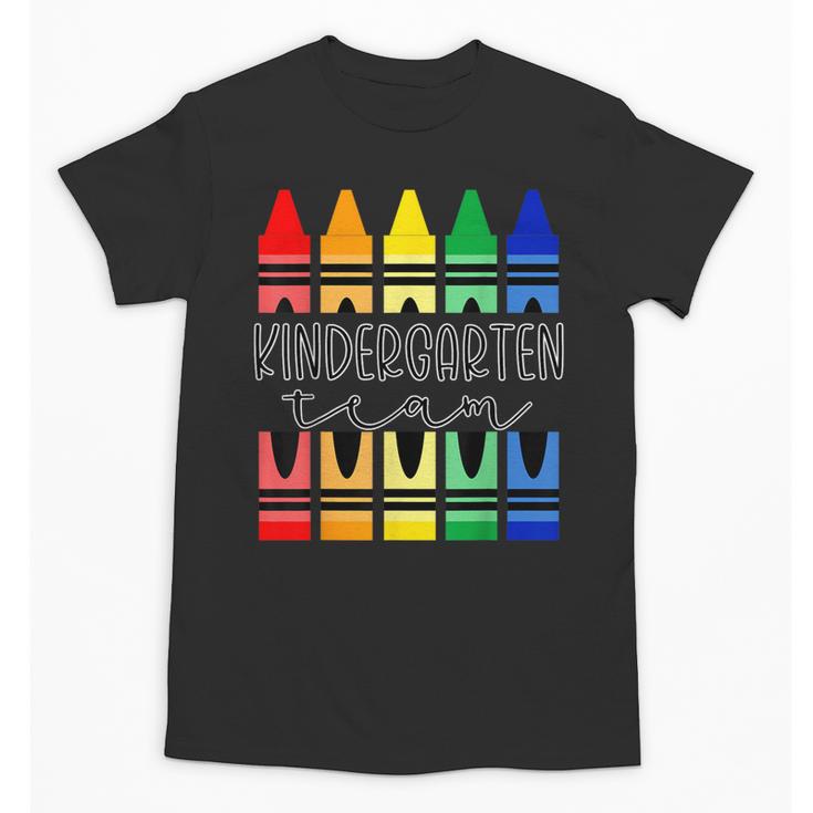 Colorful Crayon Kindergarten Team Tee For Teachers Students Men Women Kids Unisex T-Shirt