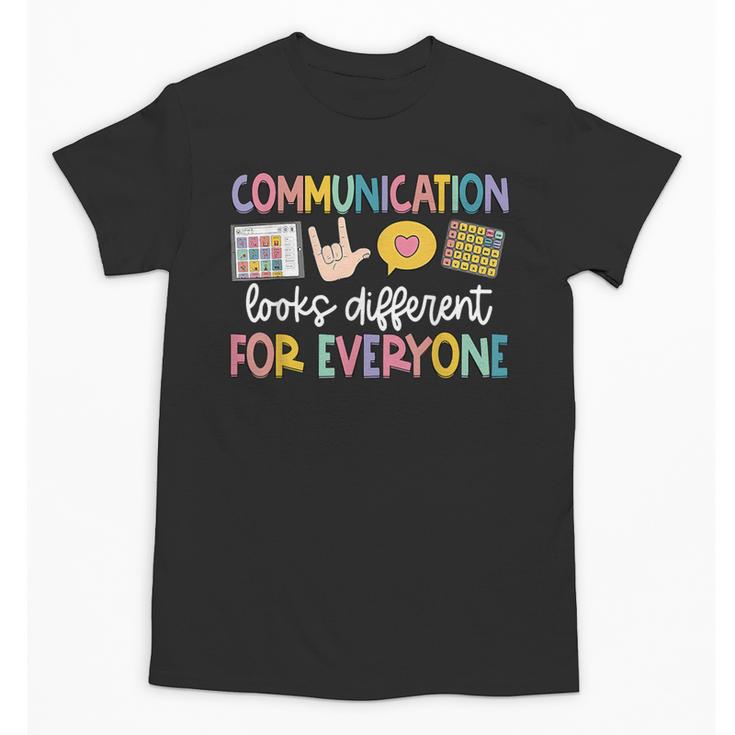 Communication Looks Different Tee Shirt Kids -Adults Teacher Animal Print Small Short Sleeve Classic Fit Crew Neck Polyester 100 Unisex T-Shirt