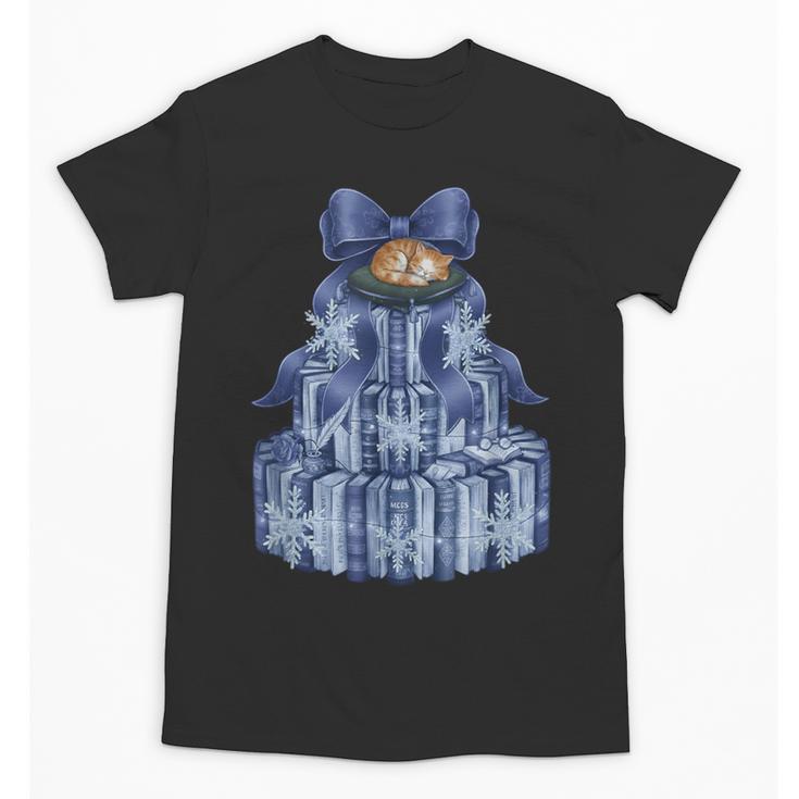 Coquette Bow Book Tree Merry Christmas Xmas Teacher Holiday Unisex T-Shirt