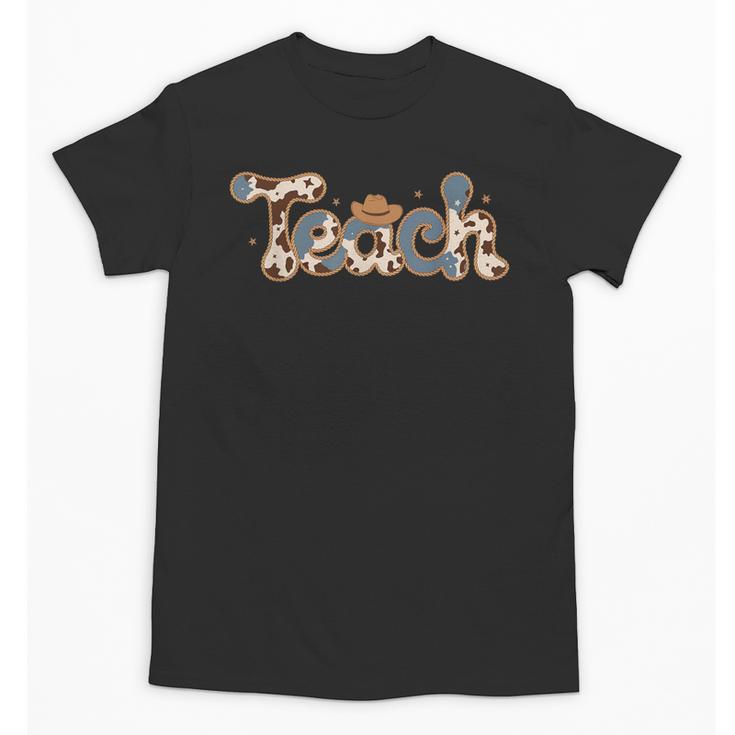 Cowhide Teacher Hat Cowboy Western Teacher Back To School Unisex T-Shirt