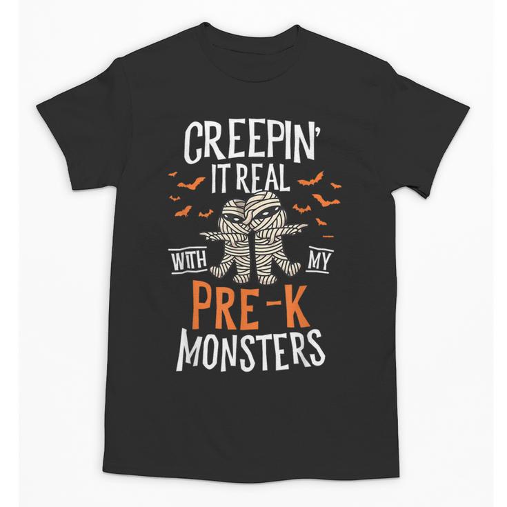 Creepin It Real Pre-K Monsters Halloween Preschool Teacher Unisex T-Shirt, trending gift Creepin It Real Pre-K Monsters Halloween Preschool Teacher Unisex T-Shirt, trending gift