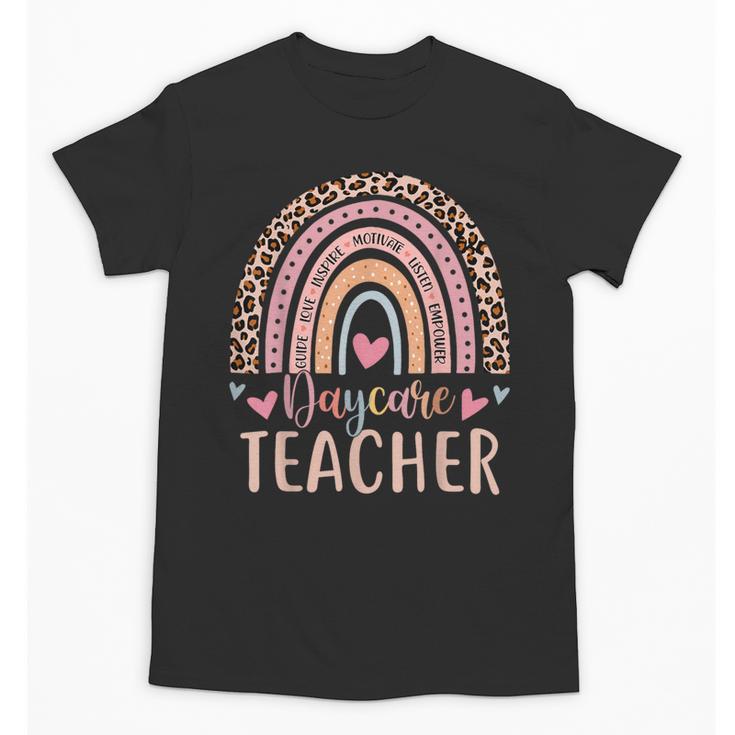 Cute Daycare Teacher Rainbow Leopard Print Childcare Worker Unisex T-Shirt