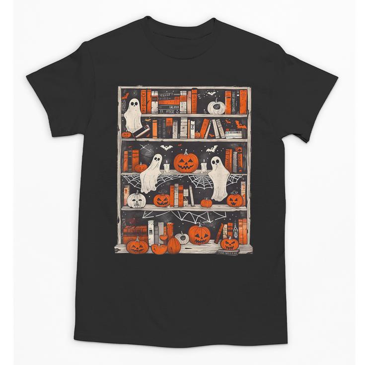 Cute Ghost Book Reading Books Lover Spooky Teacher Halloween Unisex T-Shirt