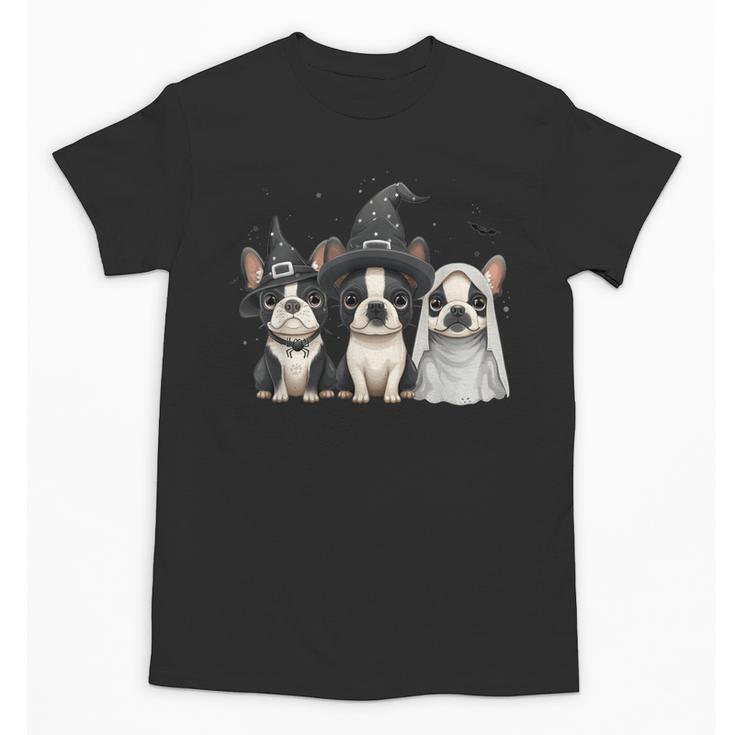 Cute Halloween Boston Terrier Dogs Witch Hat Ghost Dog For Men Women Kids Unisex T-Shirt