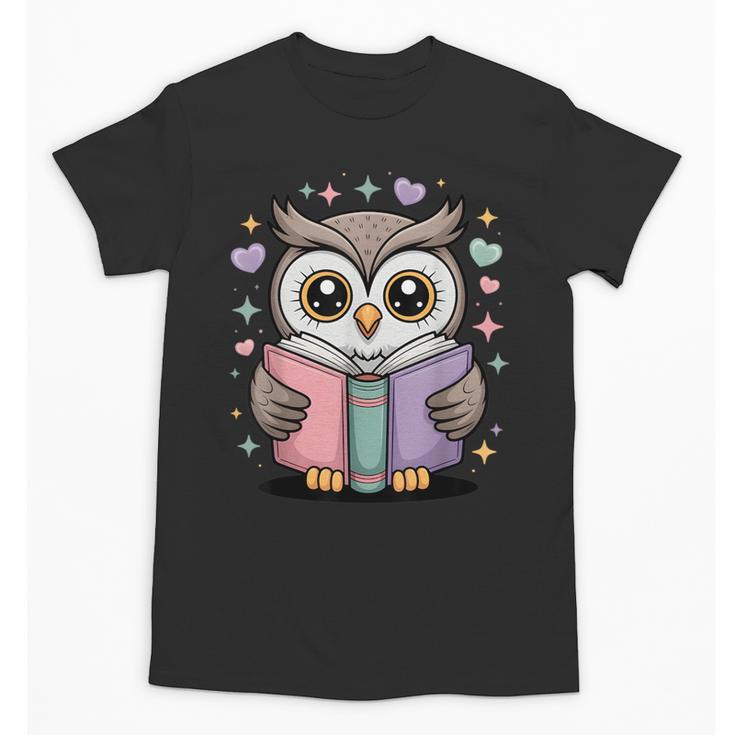Cute Reading Owl Book Lover Teacher Librarian Bookworm Unisex T-Shirt