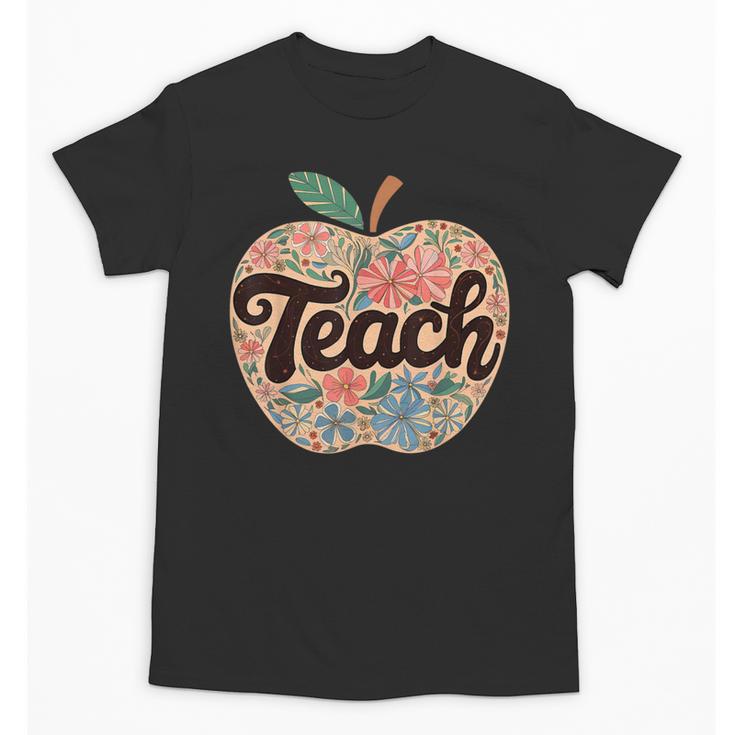 Cute Teacher With Apple Retro Teacher Kids Back To School Unisex T-Shirt