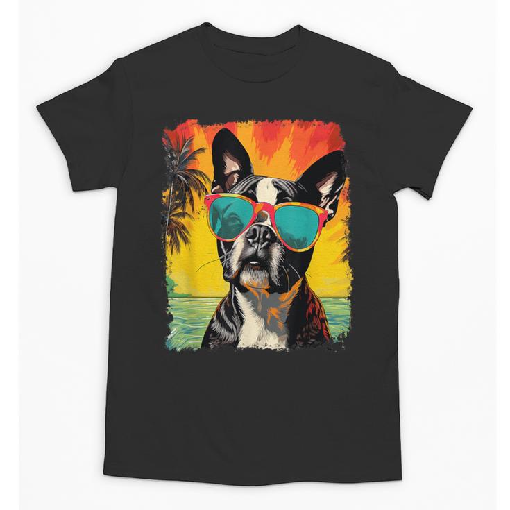 Dog Boston Terrier Hawaiian Unisex T-Shirt