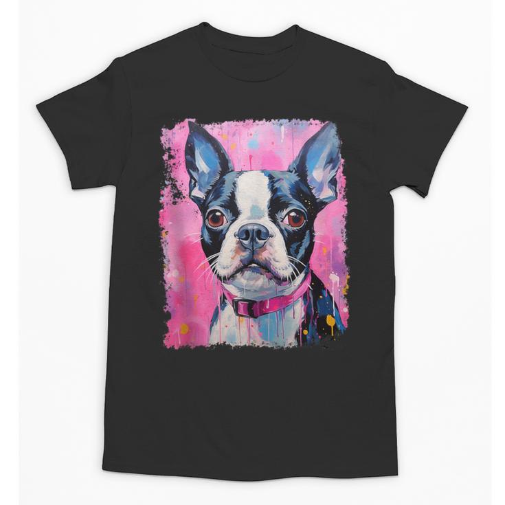 Dog Pink Boston Terrier Unisex T-Shirt