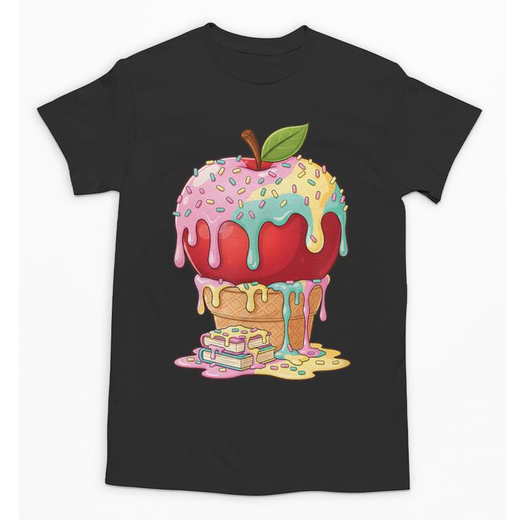 Dripping Apple Ice Cream Cone Cute Teacher Appreciation Unisex T-Shirt