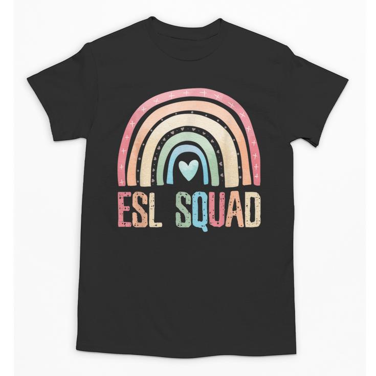 ESL Squad Teacher Crew Team Back To School English Rainbow Unisex T-Shirt