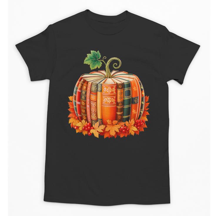 Fall Book Autumn Reading Teacher Halloween Pumpkin Season Unisex T-Shirt