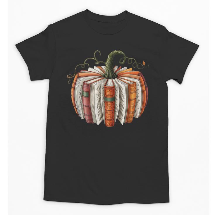 Fall Book Pumpkin Retro Reading Halloween Teacher Librarian Unisex T-Shirt