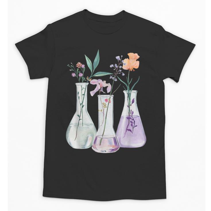 Flowers Test Tube Chemistry Student Science Teacher Women Unisex T-Shirt
