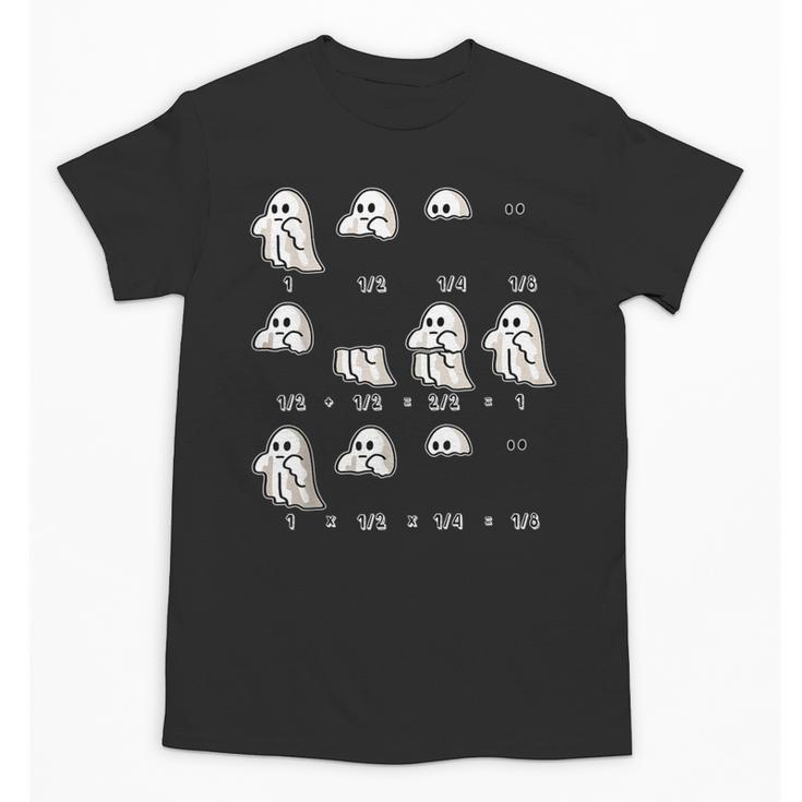 Fractions Math Teacher Ghost Math Halloween Humorous Unisex T-Shirt