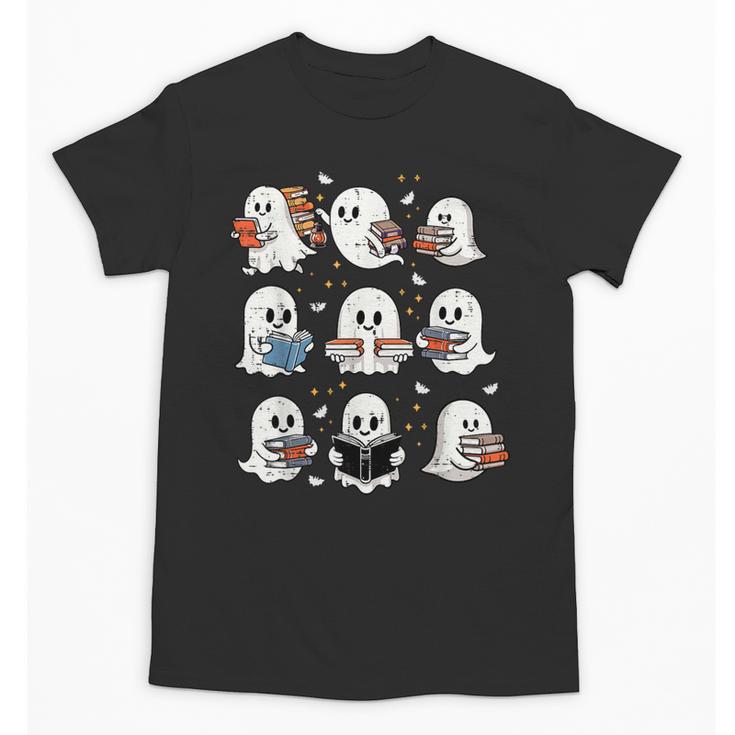 Ghosts With Books Library Halloween Men Women Kids Teacher Unisex T-Shirt