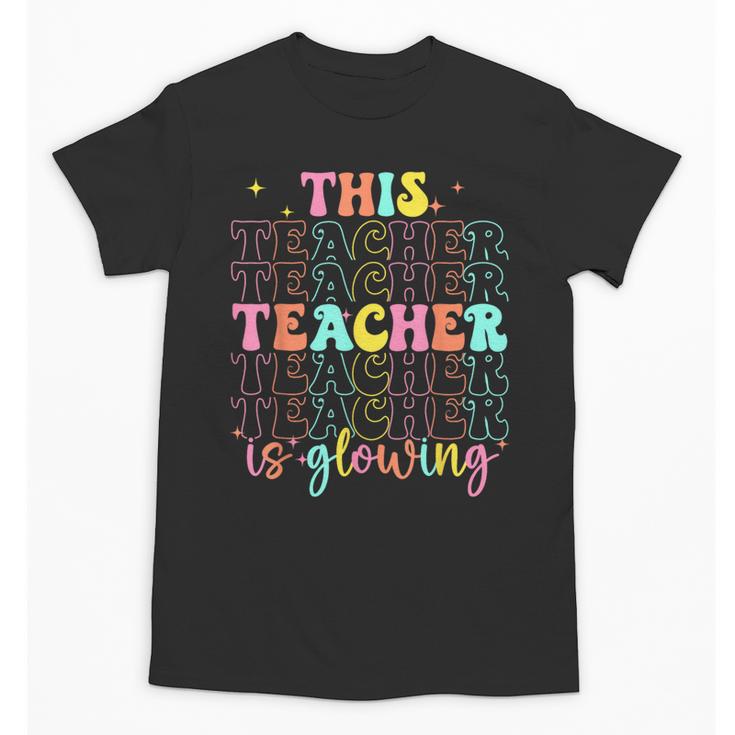 Groovy This Teacher Is Glowing Hello Summer End Of School Unisex T-Shirt