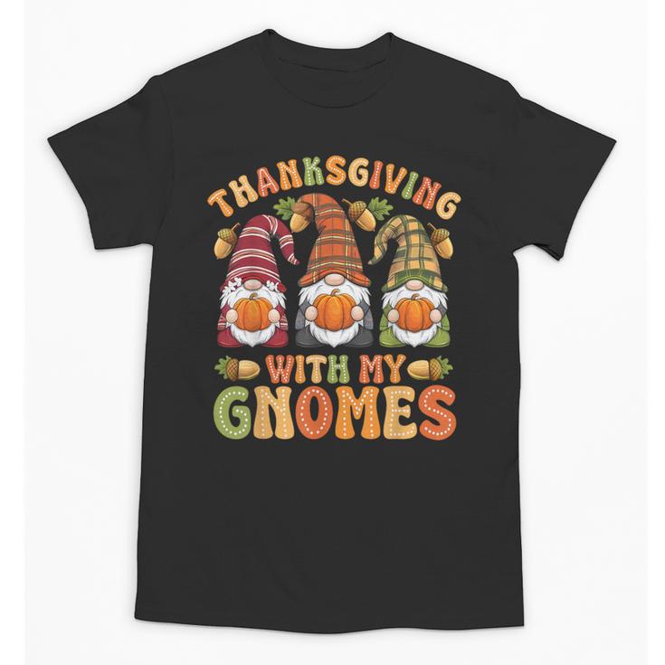 Groovy Thanksgiving With My Gnomie Women Teacher Fall Gnome Unisex T-Shirt