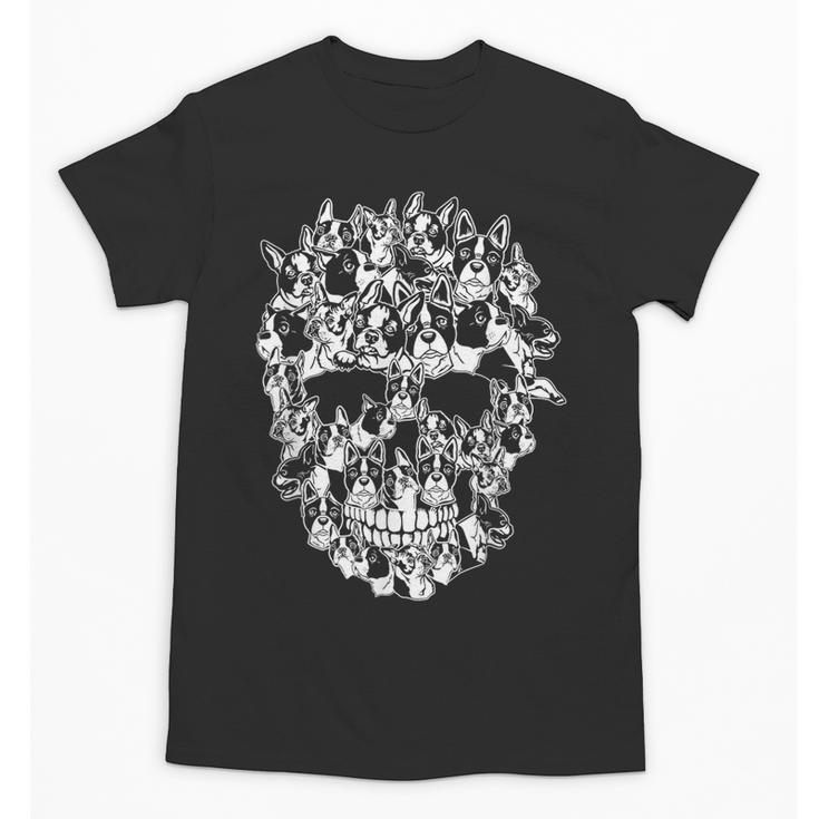 Halloween Costume Skull Boston Terrier Dog Lover Unisex T-Shirt
