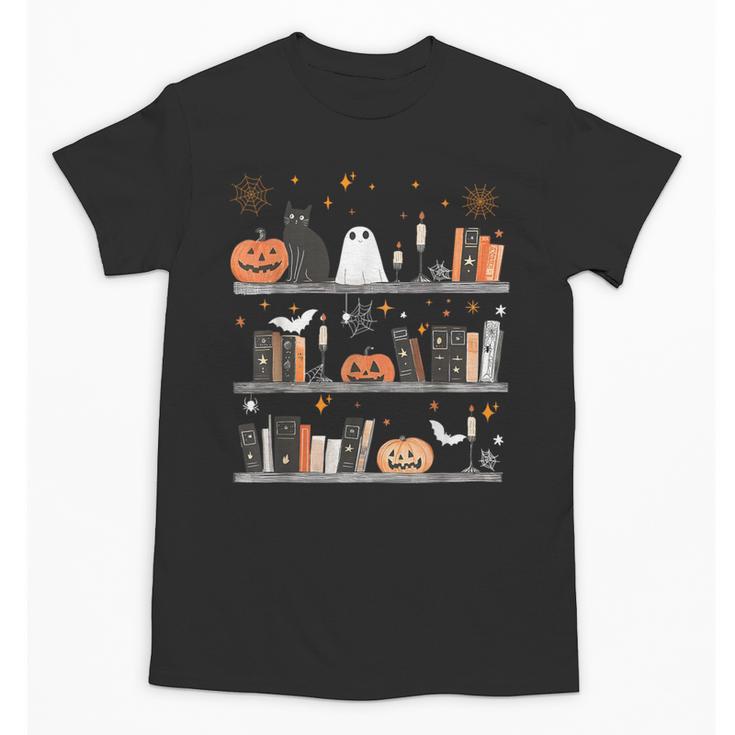 Halloween Library Ghost Books Teacher Spooky Trick Or Teach Unisex T-Shirt