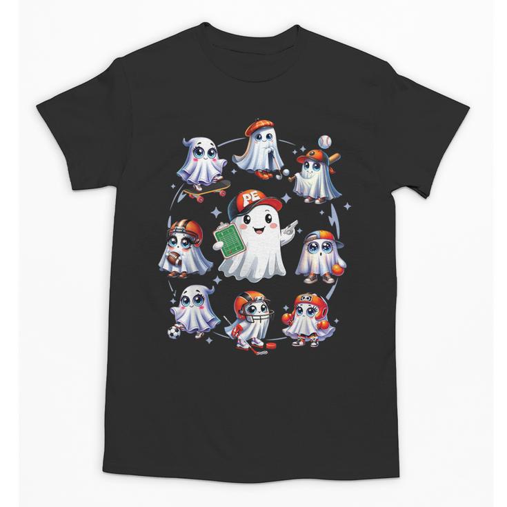 Halloween PE Teacher Ghost Playing Sports Physical Education Unisex T-Shirt