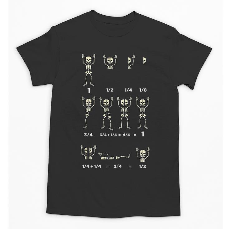 Halloween Skeleton Math Fraction Teacher Men Women Unisex T-Shirt