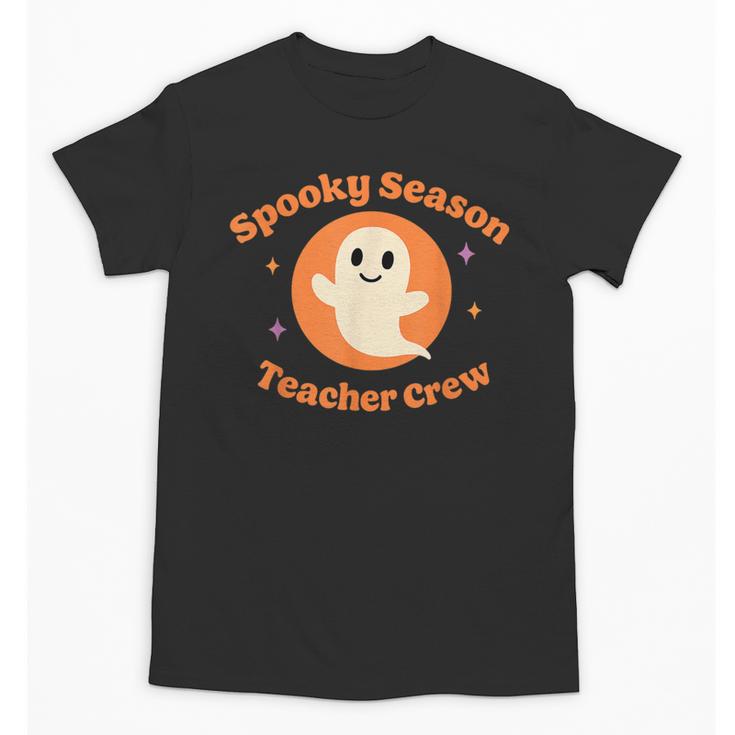 Halloween Teacher Crew Spooky Season Retro Ghost Unisex T-Shirt