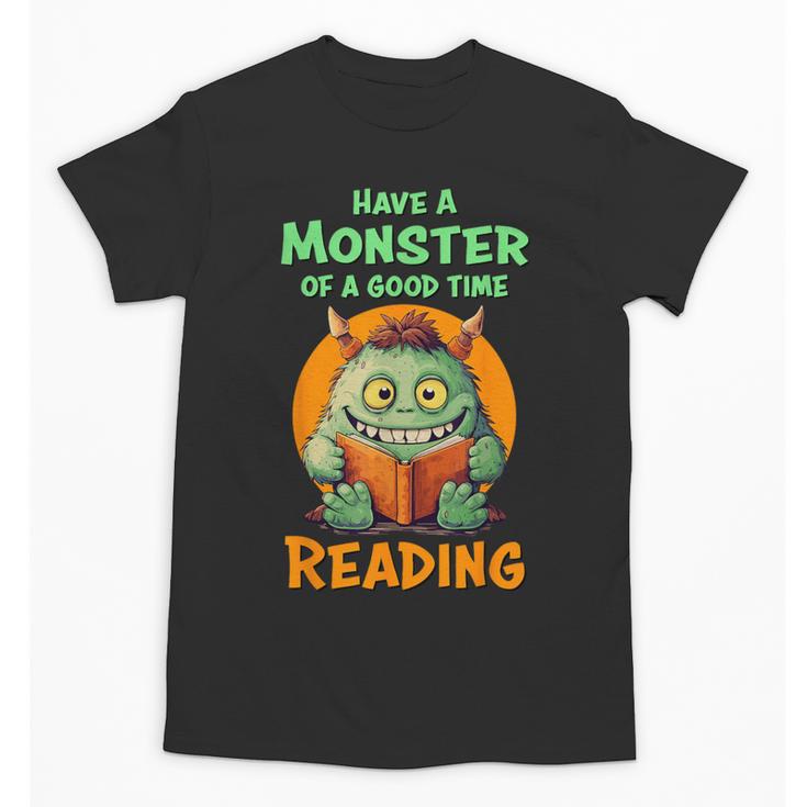 Halloween Teacher Librarian Monster Reading Books Men Women Kids Unisex T-Shirt