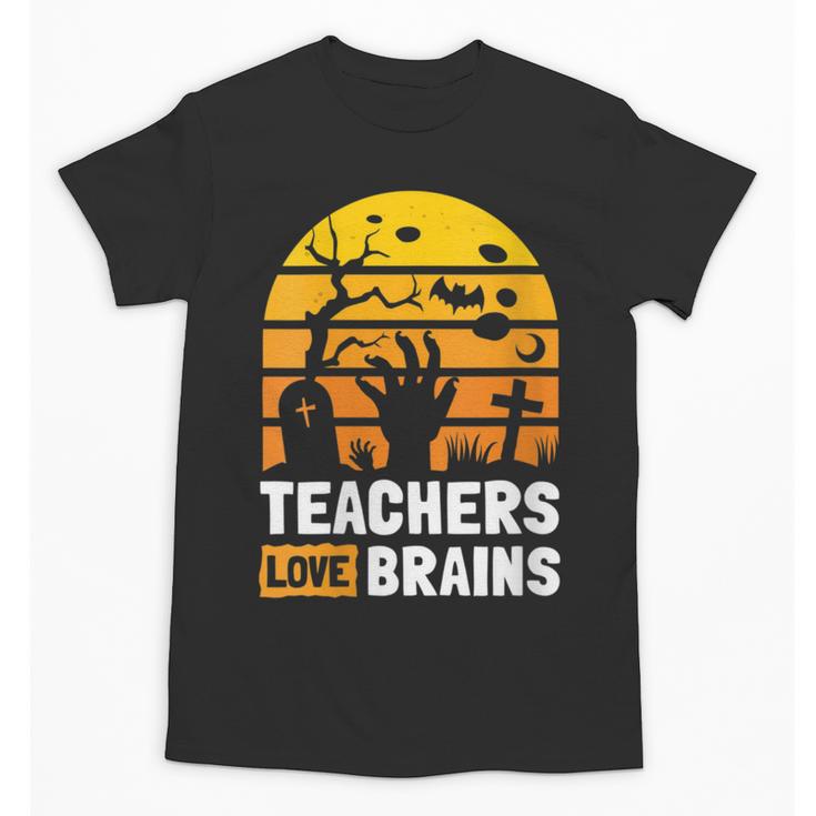 Halloween Teachers Science Math Teachers Love Brains Unisex T-Shirt