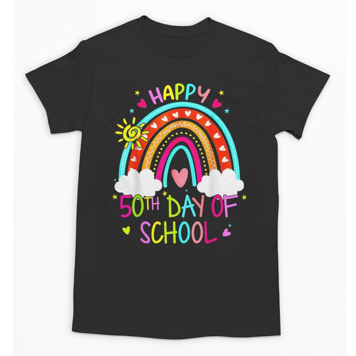 Happy 50th Days Of School Rainbow Teacher 50 Days Smarter Unisex T-Shirt
